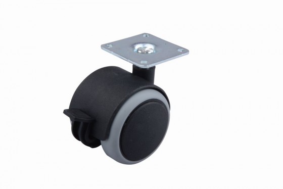 Rubberized wheel with brake 50 mm gray