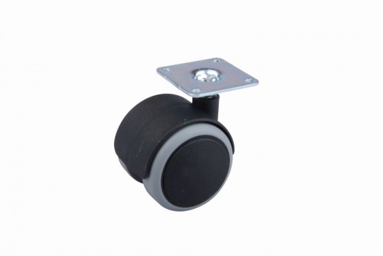 Rubberized wheel with 50 mm gray plate