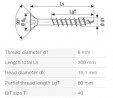 SPAX screw 8x300/80 countersunk head TXS,W,4C MH, partial thread