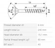 SPAX screw 8x240/80 countersunk head TXS,W,4C MH, partial thread