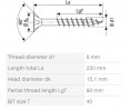 SPAX screw 8x220/80 countersunk head TXS,W,4C MH, partial thread