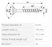 SPAX screw 8x140/80 countersunk head TXS,W,4C MH, partial thread