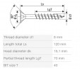 SPAX screw 8x120/70 countersunk head TXS,W,4C MH, partial thread