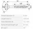 SPAX screw 8x100/57 countersunk head TXS,W,4C MH, partial thread