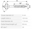 SPAX screw 6x120/68 countersunk head TXS,W,4C MH, partial thread