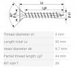SPAX screw 5x50 countersunk head TXS,W,4C MH