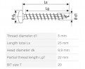 SPAX screw 5x25 semi-round head TXS,W,4C,