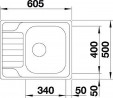 BLANCO 525123 Sink DINAS 45 S MINI brushed stainless steel with eccentric