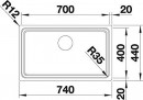 BLANCO 524272 Built-in/flush sink ETAGON 700-IF silk gloss stainless steel