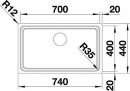 BLANCO 524270 Sink ETAGON 700-U silk gloss stainl.steel without eccentric InFino