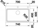 BLANCO 524274 Built-in/countertop sink ETAGON 700-IF/A silk gloss stainl. steel