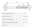 SPAX screw 8x300/80 disc head TXS, W, 4C, partial thread