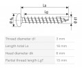 SPAX screw 3x16 semi-round head TXS, W, 4C