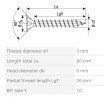 SPAX screw 3x30 countersunk head TXS, W, 4C MH