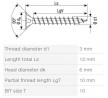 SPAX screw 3x12 countersunk head TXS, W, 4C MH