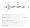 SPAX screw 6x60 countersunk head TXS,W,4C MH