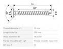 SPAX screw 10x280 countersunk head TXS, A4, C, steel