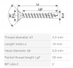 SPAX screw 4,5x70 countersunk head PZ, W, 4C MH