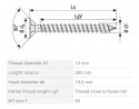 SPAX screw 10x260 countersunk head TXS, A4, C, steel