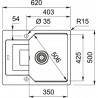 FRANKE Sink UBG 611-62 620 x 500mm gray stone