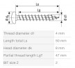 SPAX screw 4x50 half-round head PZ, W, 4C