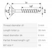 SPAX screw 3x35/23 countersunk head TXS,W,4C MH, partial thread