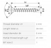 SPAX screw 3x35 countersunk head PZ, W, 4C MH
