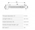 SPAX screw 5x20 semi-round head TXS,W,4C,