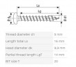 SPAX screw 5x16 semi-round head TXS,W,4C,