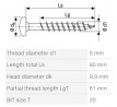 SPAX screw 5x80 semi-round head TXS,W,4C,