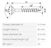 SPAX screw 4.5x60/42 countersunk head TXS,W,4C MH, partial thread