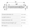 SPAX screw 3,5x30 raised countersunk head with flange PZ, 4C MH