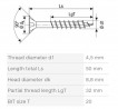 SPAX screw 4.5x50/32 countersunk head TXS,W,4C MH, partial thread