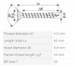 SPAX screw 4,5x60 countersunk head TXS,W,4C MH, steel A2