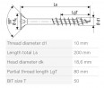 SPAX screw 10x200/80 countersunk head TXS,W,4C MH, partial thread