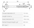 SPAX screw 10x300/80 countersunk head TXS,W,4C MH, partial thread