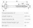 SPAX screw 6x200/65 countersunk head TXS,W,4C MH, partial thread