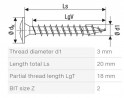 SPAX screw 3x20 raised countersunk head with flange PZ 4C MH