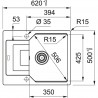 FRANKE Sink UBG 611-62 620 x 500mm gray stone