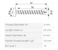 SPAX screw 3x20 semi-round head TXS, W, 4C