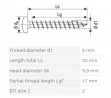 SPAX screw 5x25 pan head PZ, W, 4C