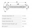 SPAX screw 4x16 countersunk head TXS, W, 4C MH
