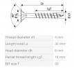 SPAX screw 4x30/18 countersunk head TXS, W, 4C MH, partial thread