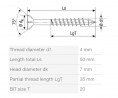 SPAX screw M 4x50/35 countersunk head TXS, W, C, partial thread