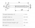 SPAX screw M 4x60/40 countersunk head TXS, W, C, partial thread