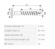 SPAX screw 8x80 disc head TXS, W, 4C