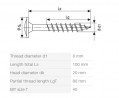 SPAX screw 8x100 disc head TXS, W, 4C