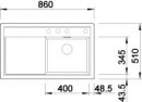 BLANCO 523854 Sink Zenar 45 S white InFino with eccentric Silgranit PuraDur