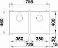 BLANCO 523575 Sink Subline 350/350-U gray rock InFino manual Silgranit PuraDur