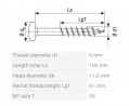 SPAX screw 6x100/61 semi-round head TXS,W,4C, partial thread